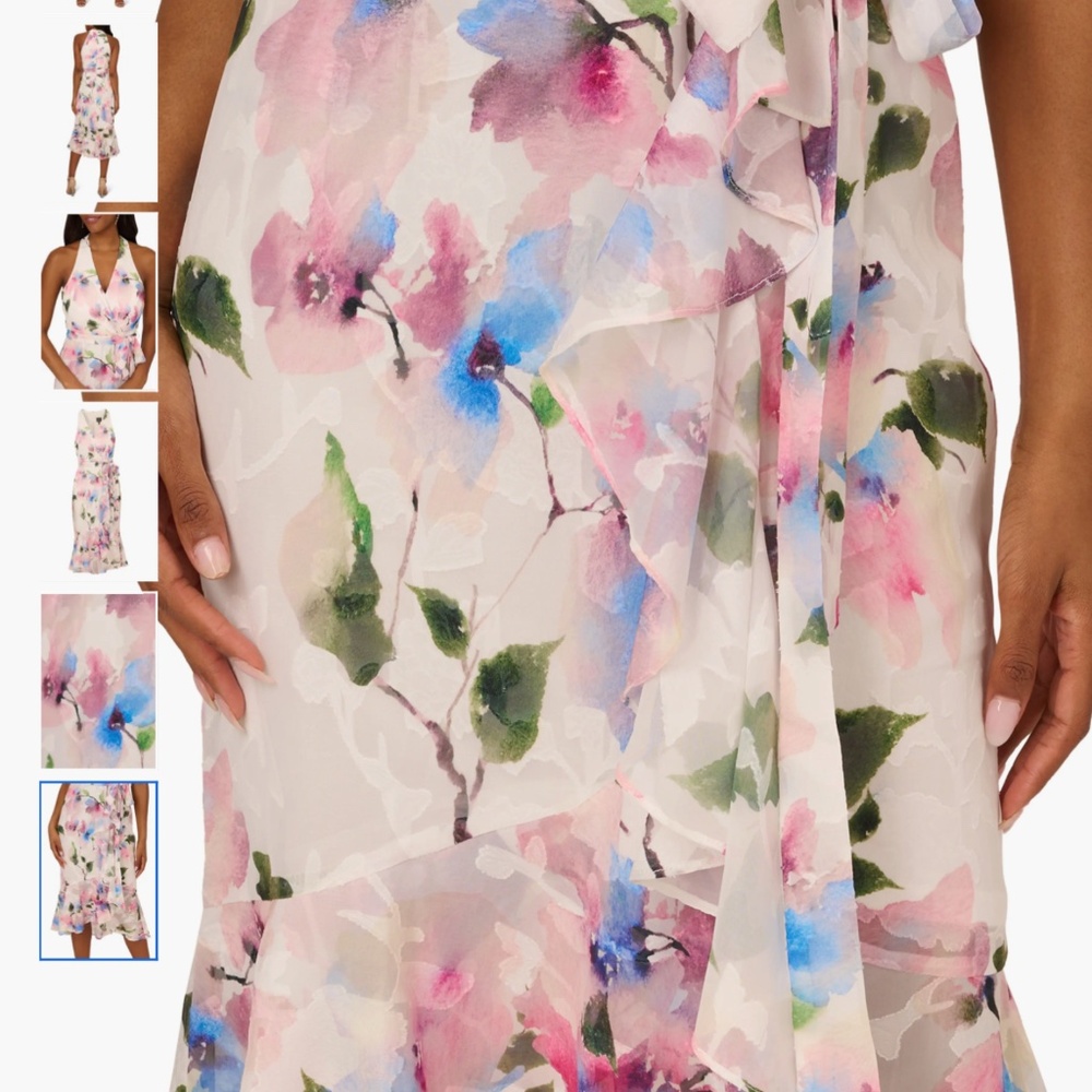 Adrianna Papell Floral Tie Belt High-Low Dress - Picture 5 of 16